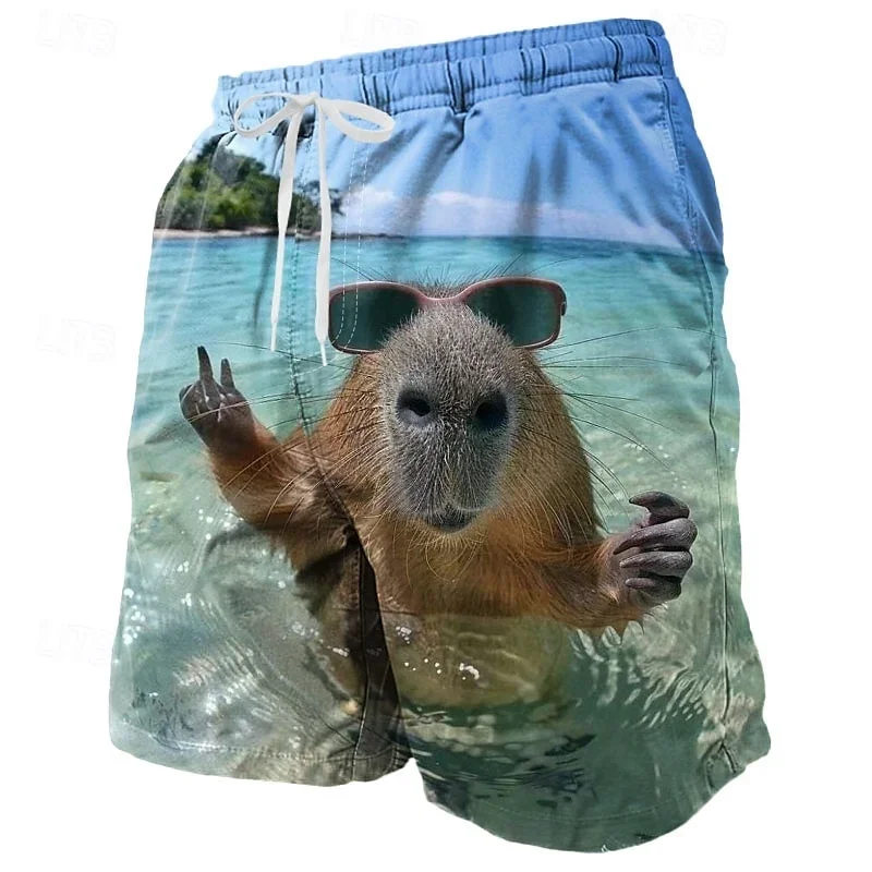 3D Printed Cool Fish Shark Short Pants For Men Parrot Le Pattern Swim Trunks Casual Swim Beach Shorts Sports Surf Board Shorts