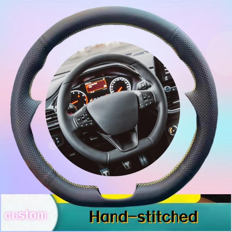 

Customized Hand-stitched Anti-slip Car Steering Wheel Cover For Ford Focus 4 2019 2020 Fiesta 17-19 Tourneo 2018 2019Accessories