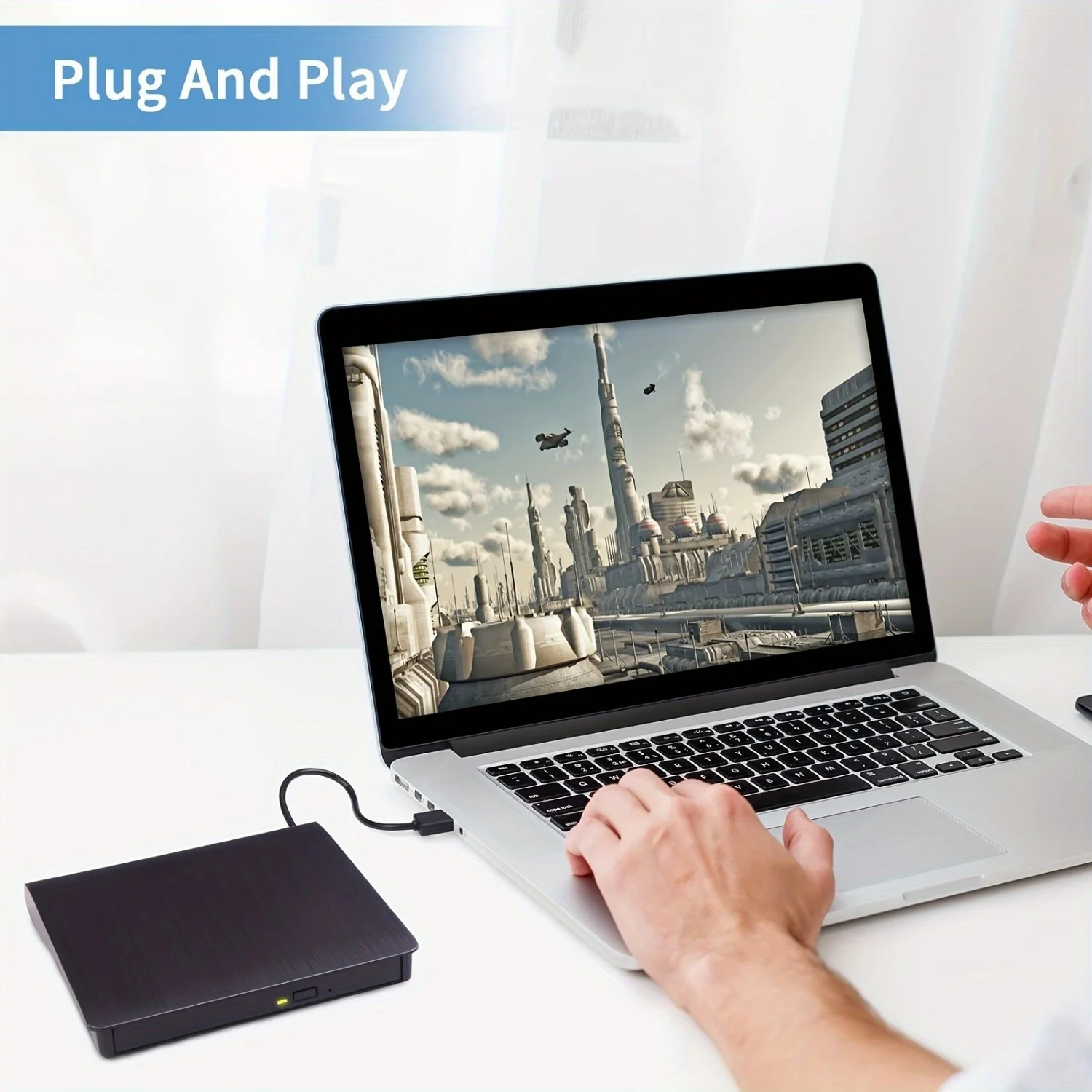 3.0 USB 외장 DVD 드라이브 - 노트북, Windows, Linux용 휴대용 CD/DVD +/-RW 버너 리더 - 완벽한 플러그 앤 플레이