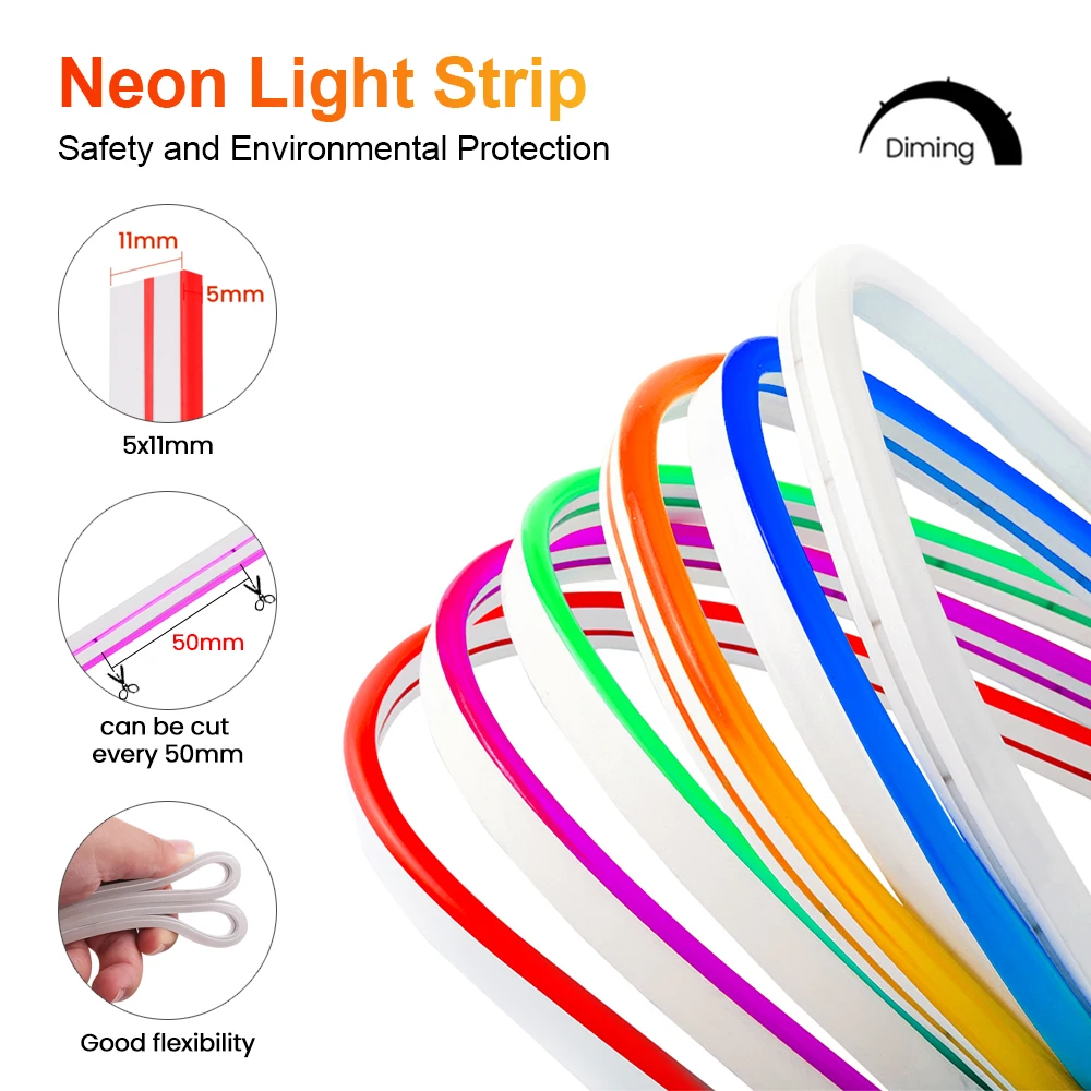 Solar Power LED Strip with Remote 24V Flexible Neon Sign Waterproof Outdoor LED Tape for Garden Decoration 0.5-10m