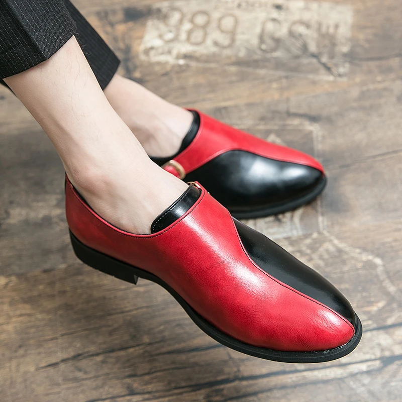 أحذية زفاف مدببة على الطراز البريطاني للرجال من الجلد 46 47 مقاس كبير بإبزيم مطابق للألوان أحذية زفاف أفضل رجل