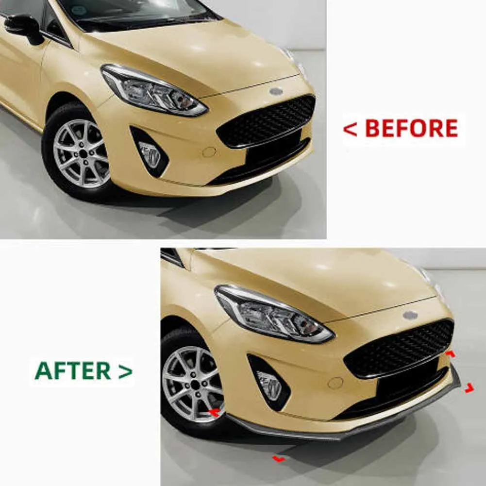 For Ford Fiesta MK8 Regular Edition 2018-2021 Car Front Bumper Lip Chin Spoiler Protective Cover Body Kit Tuning Accessories