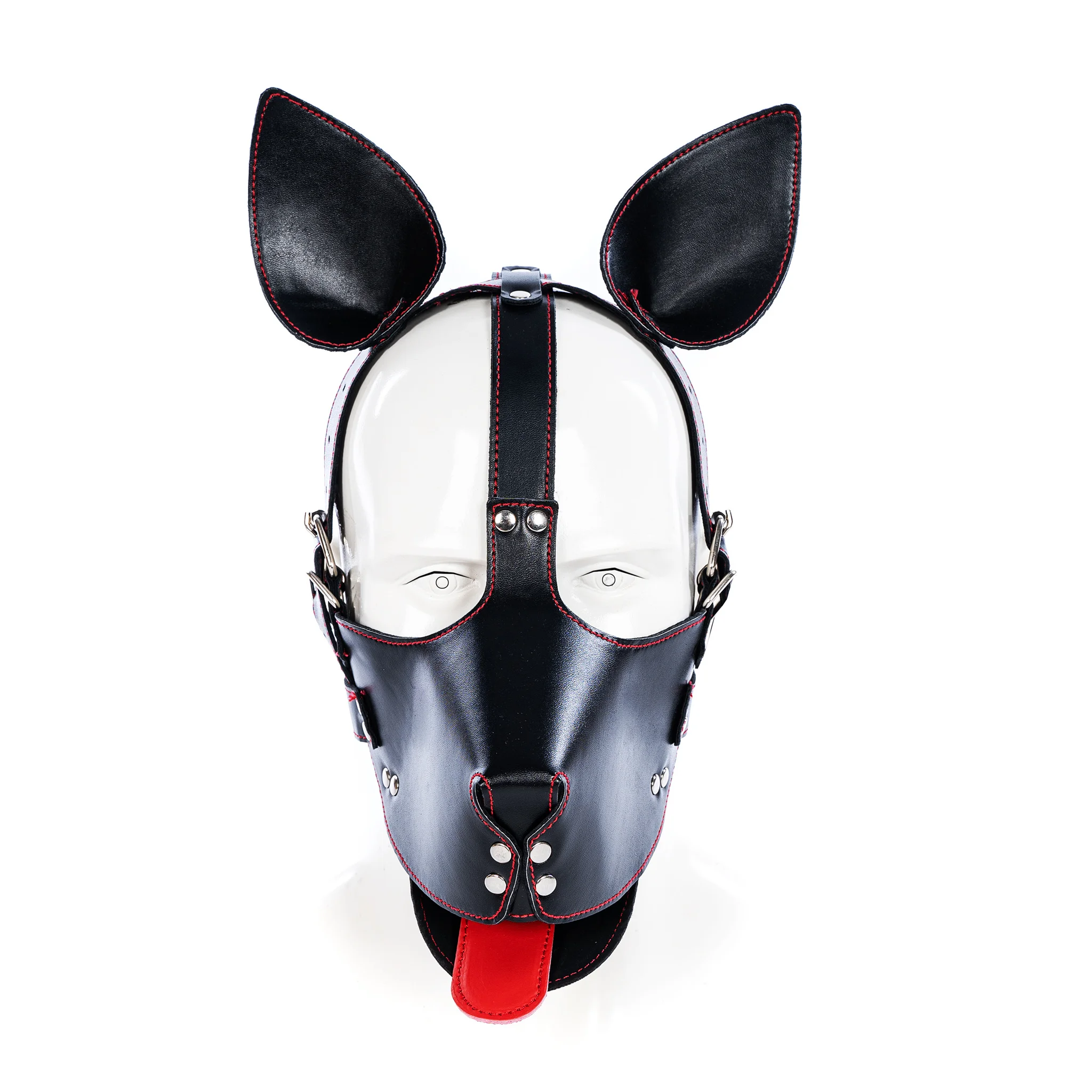 Dog Cosplay Costumes of Leather Restraints Collar and Half Face Mask with Fetish Gloves for Couples Bdsm Slave Bondage Flirting