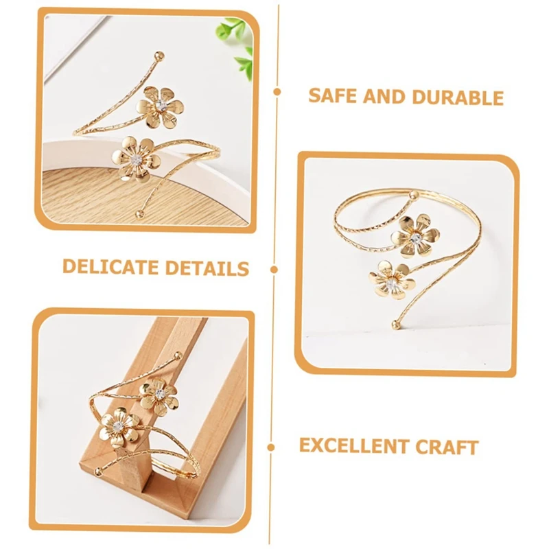 6 Pcs Curtain Ring Alloy Decorations Pattern Stylish Exaggerated Metal Flower Armband Set With Diamonds