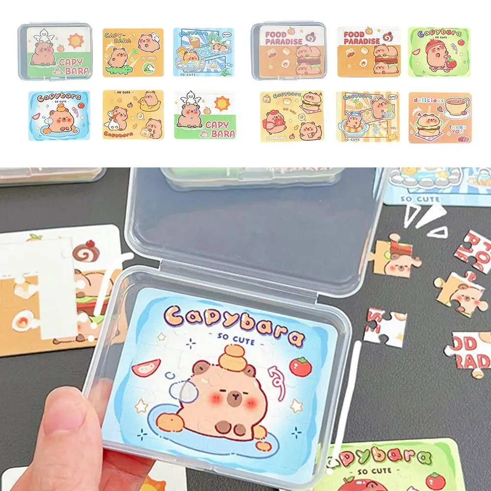 5Pcs Creative DIY Capybara Educational Puzzle Fun Small Gift Guessing Cards with Box Children's Hands-on toys