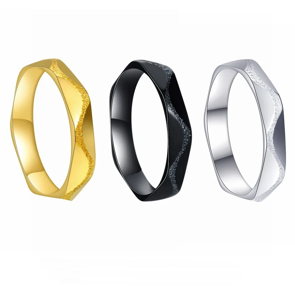 Frosted  Rhombus Surface 4mm Stainless Steel Ring for Women  Minimalism Jewelry Hypoallergenic Unique Fashion Accessory