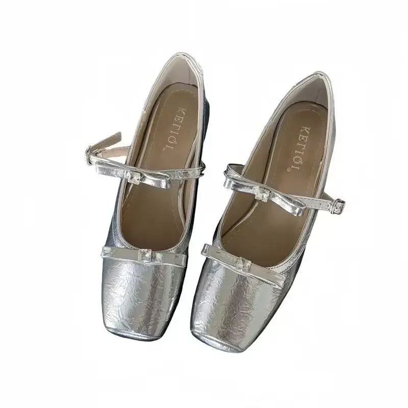 Sepatu Baru 2025 Sepatu Wanita Hak Tinggi Gaun Simpul Pita Musim Gugur Elegan Nyaman Musim Panas Musim Gugur Mary Janes Baru