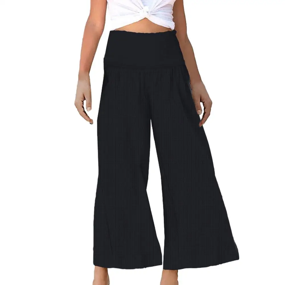 Fashion Daily Indoor Women Pants Trousers Beach Elegant Cotton High Waist Linen Loose Solid Color Wide Leg Long