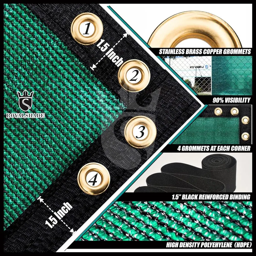 맞춤형 그린 프라이버시 펜스 스크린, 메쉬 패브릭 포함, 50x4', 케이블 및 지퍼 타이 포함