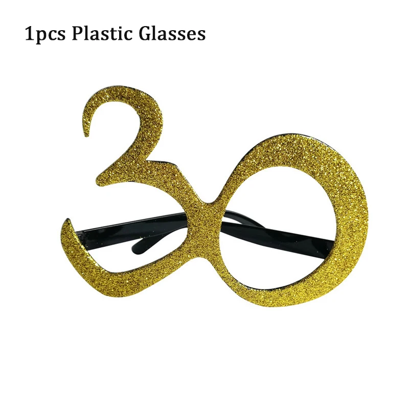 Gold Number 30 40 50 60 Plastic Glasses Happy Birthday for Adults Party Anniversary Decoration Photography Props 30th photo prop