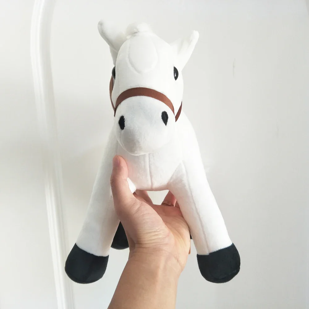 Juguetes de peluche para niños, simulación de dibujos animados, lindo caballo blanco, regalo de cumpleaños de Navidad