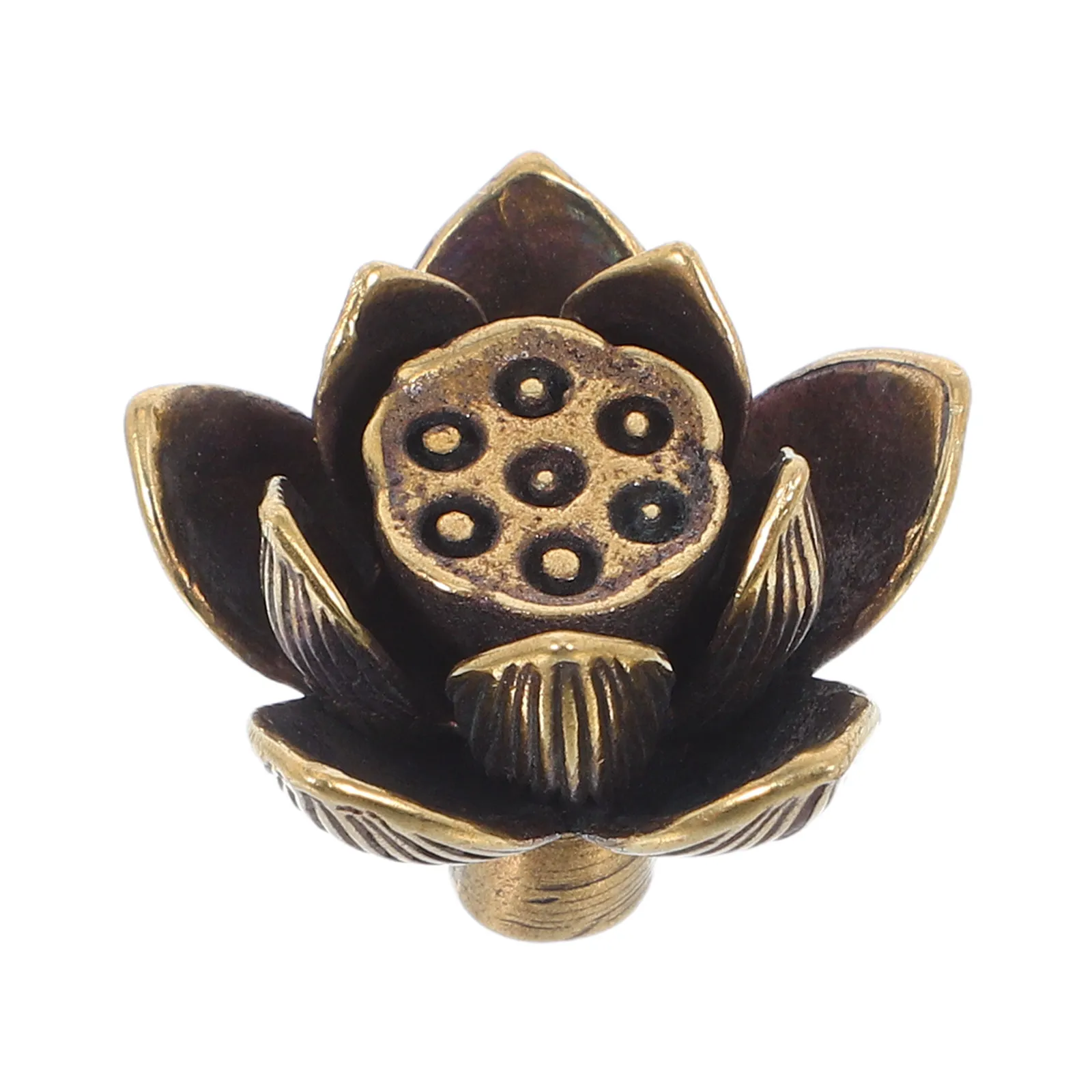 Vintage Lotus Flower Brass Cabinet Knobs Retro Decorative Drawer Pulls for Kitchen Wardrobe Dresser Furniture Hardware