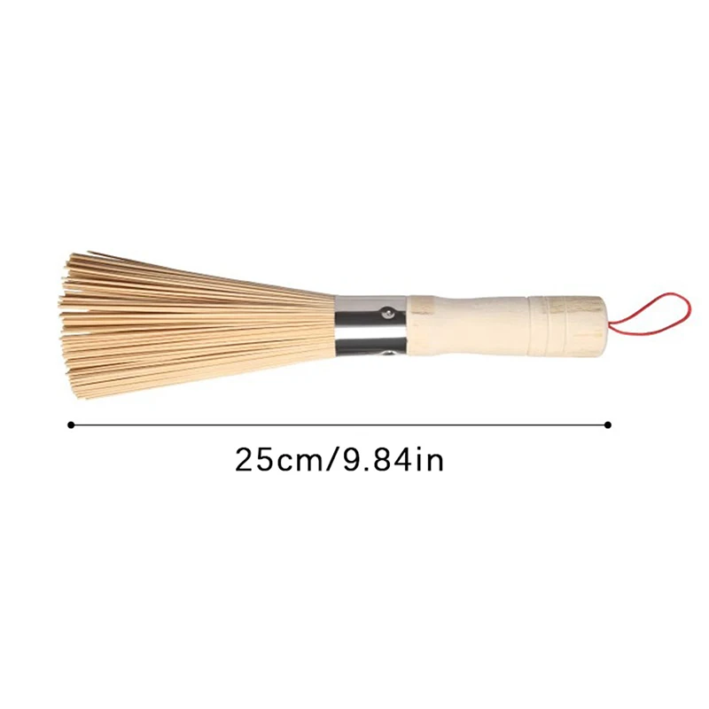 1pc Natural Bamboo Pot Brush Long Handle Wok Cleaning Brush Dish Brush Kitchen Tool Supplies For Home Restaurant Cleaning Tool