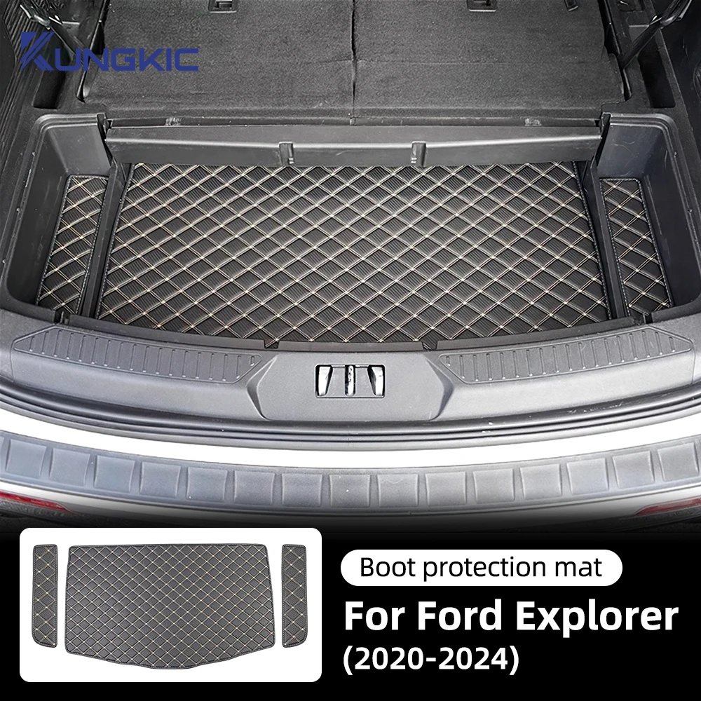 For Ford Explorer 2020 2021 2022 2023 2024 Trunk lower level Rear Trunk Pad Artificial Leather Car Trunk Mat Accessories