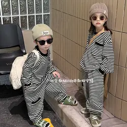 Fashion Striped Children's Sets Korea Style Autumn Girls Boys Clothes Set 2Pcs 2024 Causal Baby Girl Outfit Set