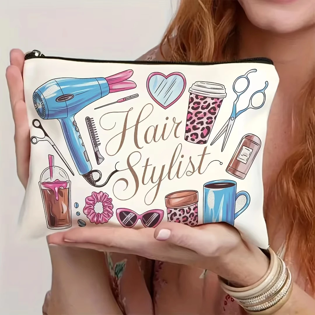 Friseur-Kosmetiktasche, lustiges Anerkennungsgeschenk für Friseure, Kosmetiktasche, Styling-Werkzeuge, Illustration, Münzgeldbörse, Aufbewahrungstasche