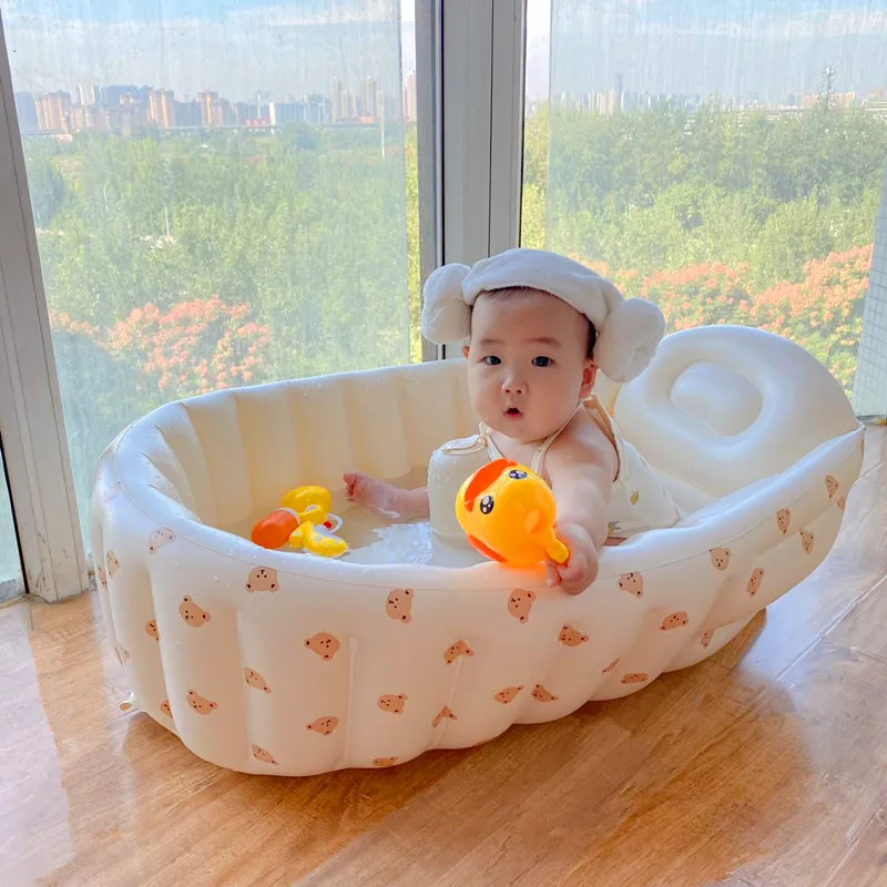 PVC soft rubber portable baby bath tub Newborn bath foldable child press inflatable bottom non-slip bathtub