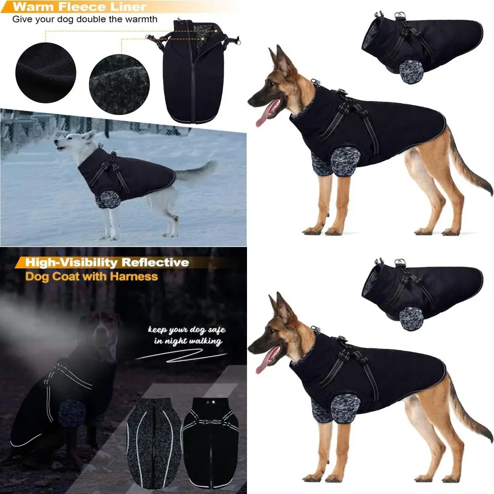 

Зимняя водонепроницаемая куртка для собак 3-в-1 со съемной флисовой подкладкой для собак маленьких и крупных пород