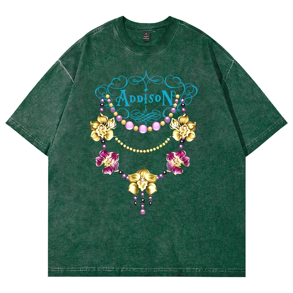 

Addison Rae Merch 2025 Музыкальный альбом Турированная футболка с круглым вырезом и короткими рукавами Хлопковая футболка Мужчины Женщины Уличная одежда Топы