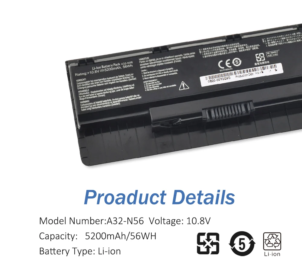 5200mah A32-N56 laptop akku für asus n46 n46v n46vj n46vm n46vz n56 n56v n56vj n56vm n76 n76vz A31-N56 A33-N56