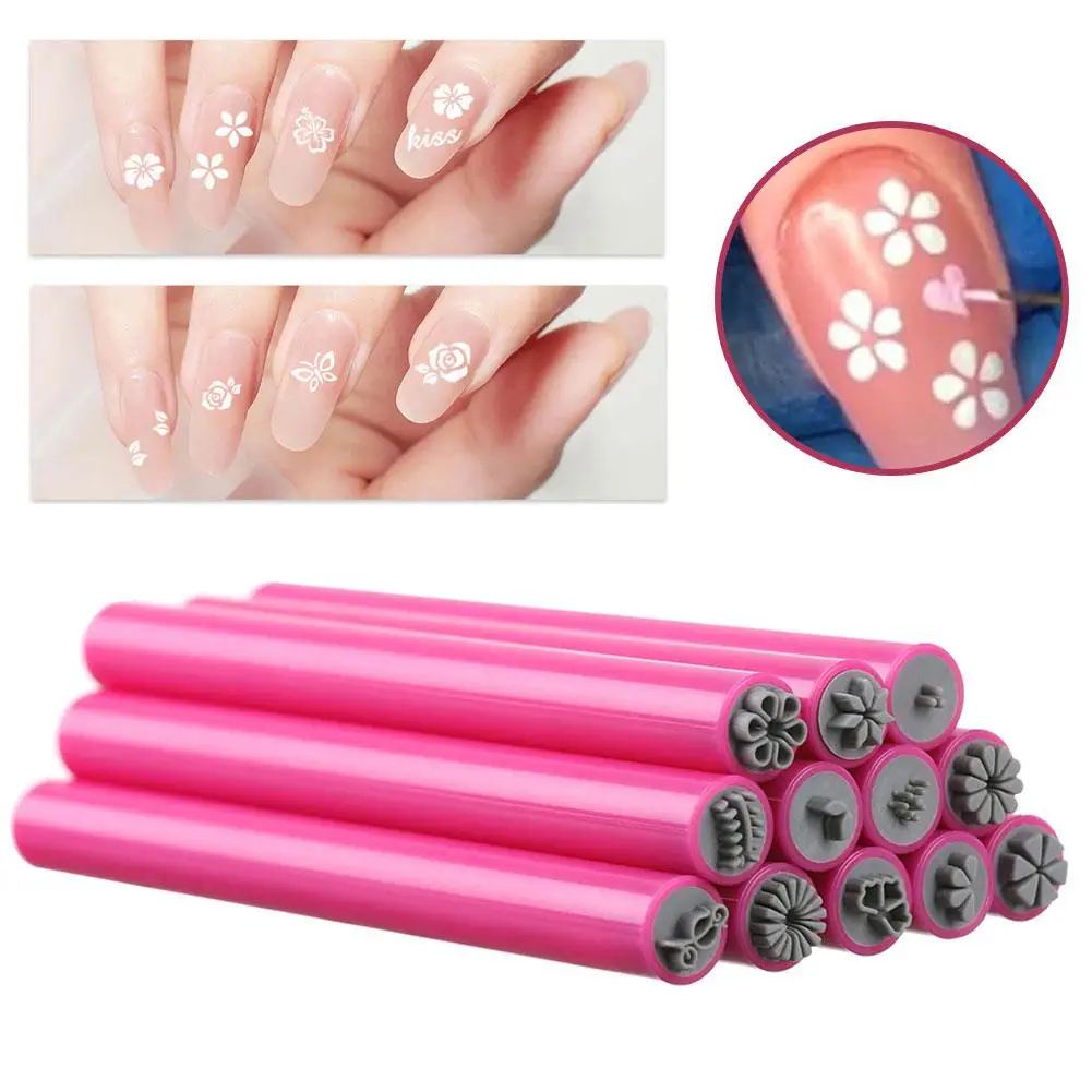 6pcs-15pcs Nail Art Stamp Pen Sets Diy Nail Doodle With Petal Embellished Pattern Stippling Seal Pen DIY Nail Artificial Accesso