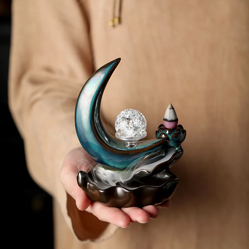 Backflow Incense Burner Incense Plate Home Sandalwood Zen Creative Decoration Moon Interior Decoration Incense Burner
