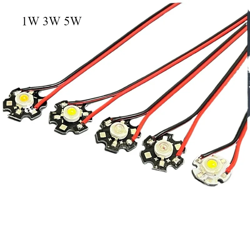 Koraliki do lamp LED dużej mocy z drutem z podłożem aluminiowym 1W 3W 5W Czerwony Zielony Niebieski żółty Fioletowy jasny Różowy Koraliki do lampy Chip