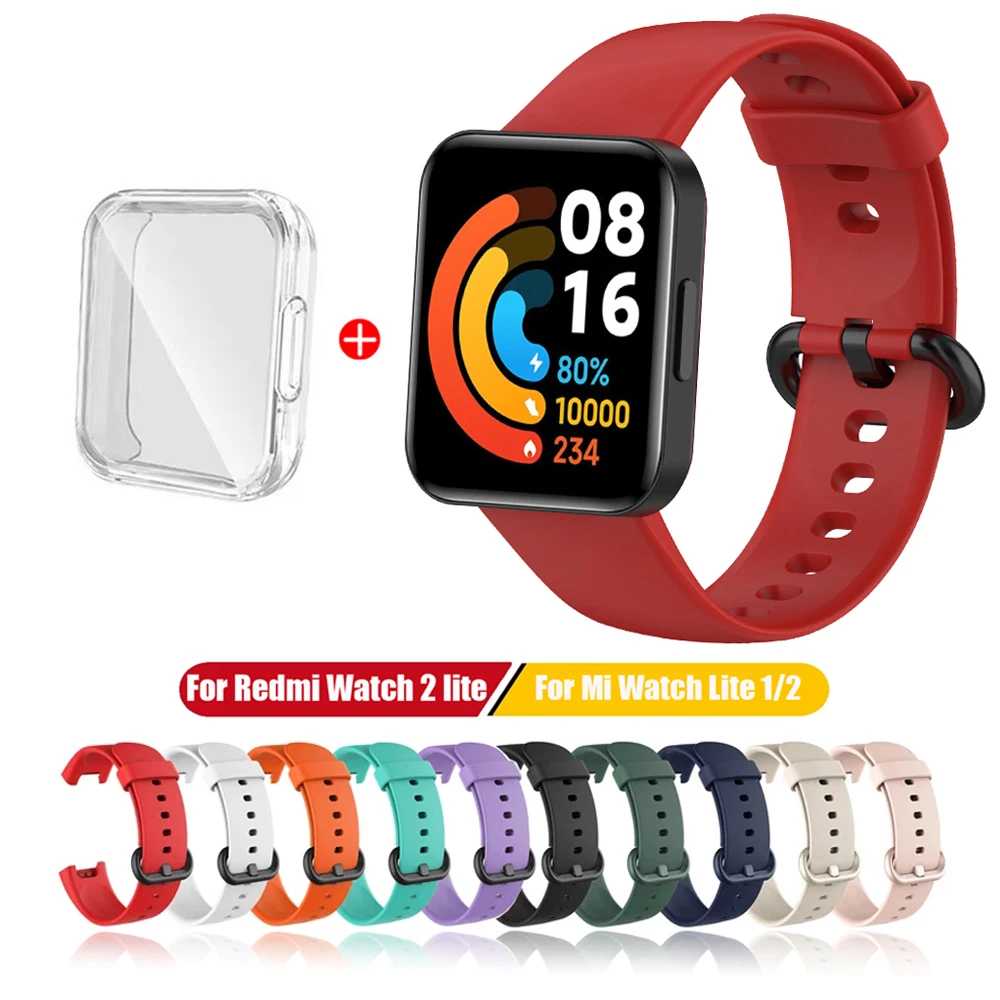 Correa de silicona para Xiaomi Mi Watch Lite 2, correa de reloj para Redmi Watch 2 Lite, pulsera con funda protectora