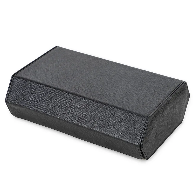 Caja de almacenamiento de reloj mecánico de ocho posiciones de piel de vaca con patrón cruzado, caja de regalo portátil de viaje de cuero genuino