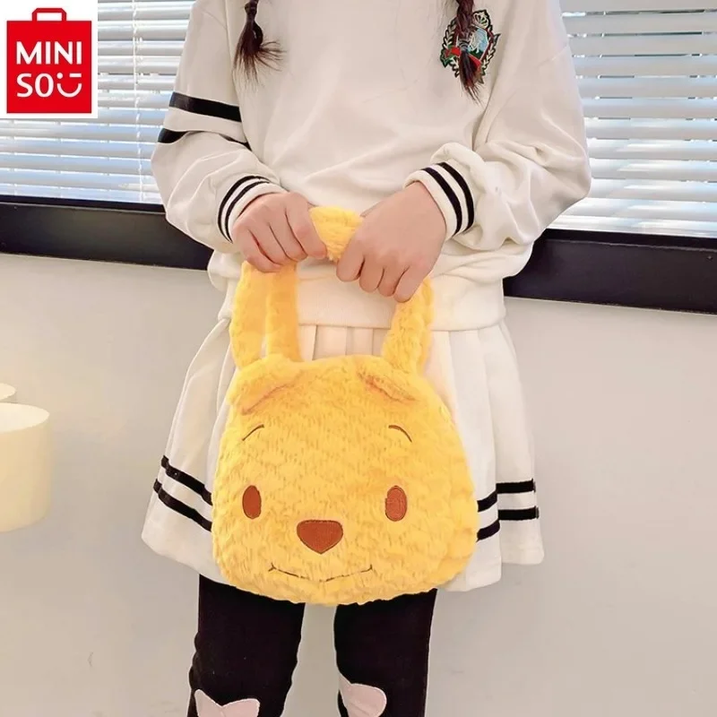 MINISO   Autumn New Cute Cartoon Winnie the Pooh Bear Handbag High quality Plush Multi functional Storage Children's Wallet