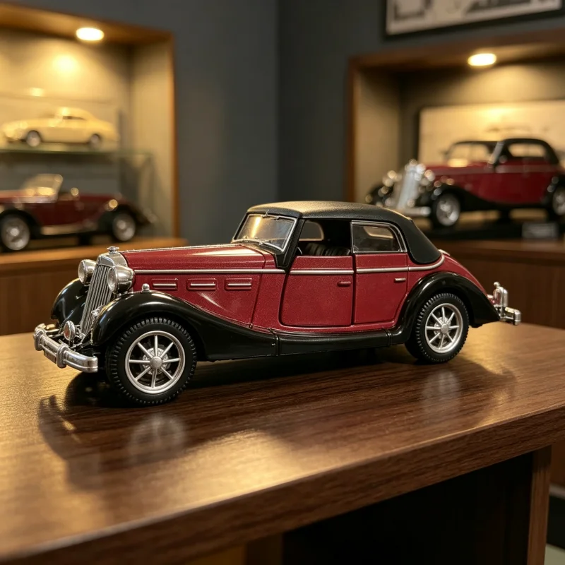 1/36 Retro Retro Double-Door Alloy Model Car, Open and Close the Car Door Pull Back the Model Car, Classic Old Car Decoration Co view 3