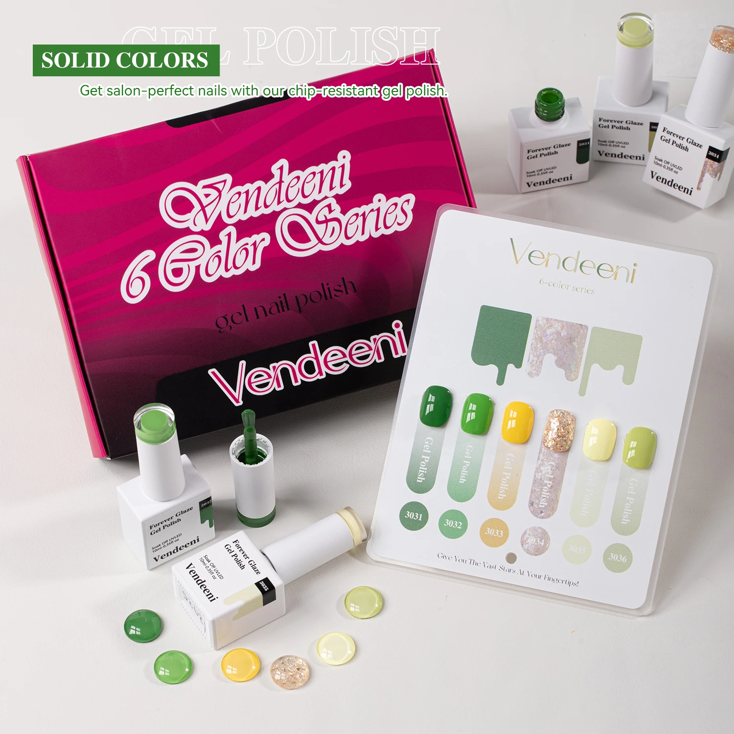 Vendeeni عالية الصباغ 6 ألوان جيل طلاء الأظافر مجموعة الأشعة فوق البنفسجية هلام طقم أظافر بولي TPO HRMA الحرة OEM/ODM 15 مللي الأفوكادو اللون هلام طلاء الأظافر #3