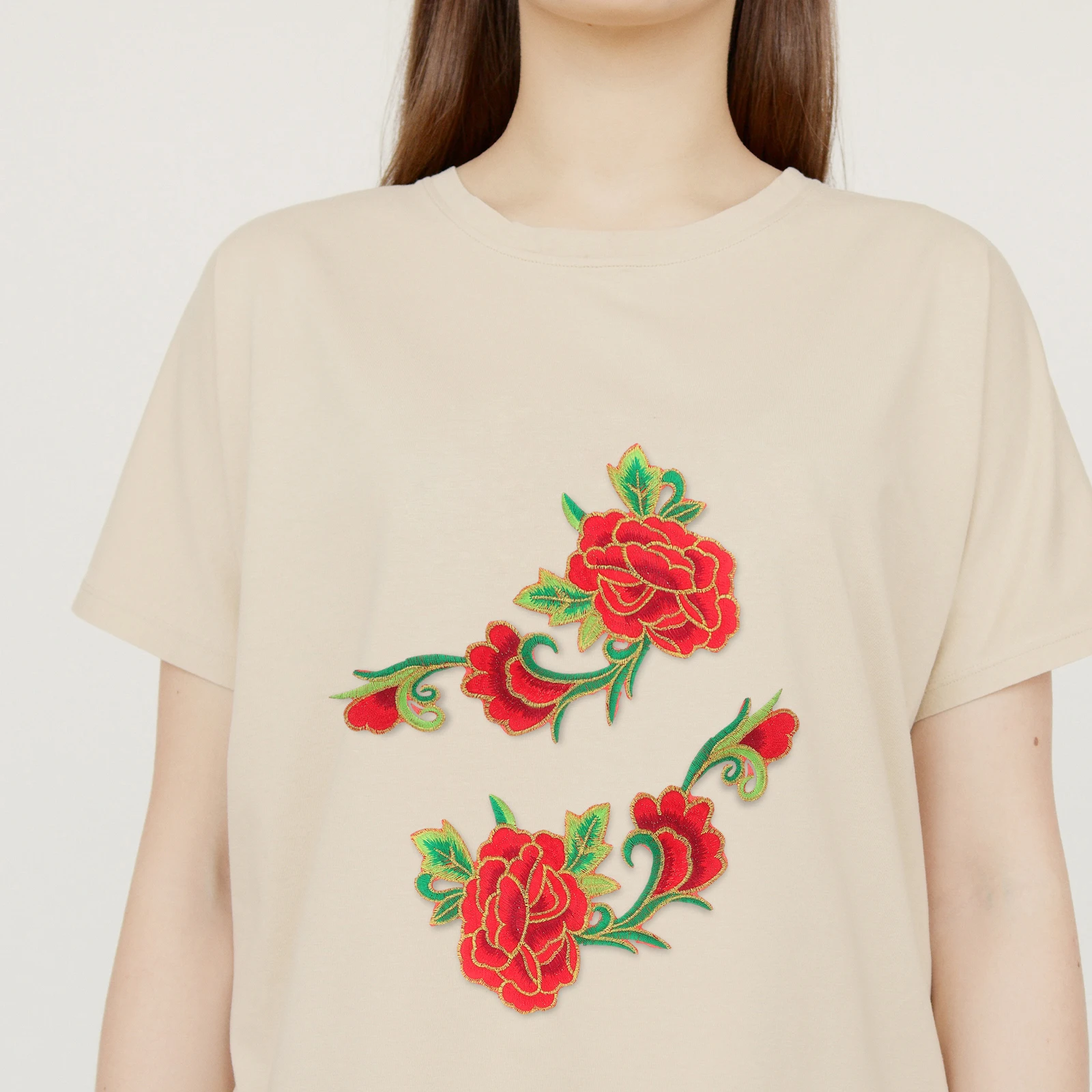 

Red Rose Embroidery Patches Creative Clothing Repair Diy Iron On Applique Floral Fabric For Bags Jackets Decor Sewing
