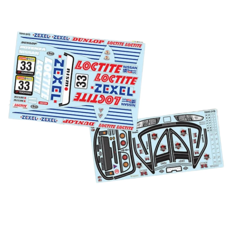 Pennzoil/Loctite/Calsonic Decal Sheet bodyshell stickers for RC Drift car 1/10 Nissann GTR R33 Clear lexan body shell