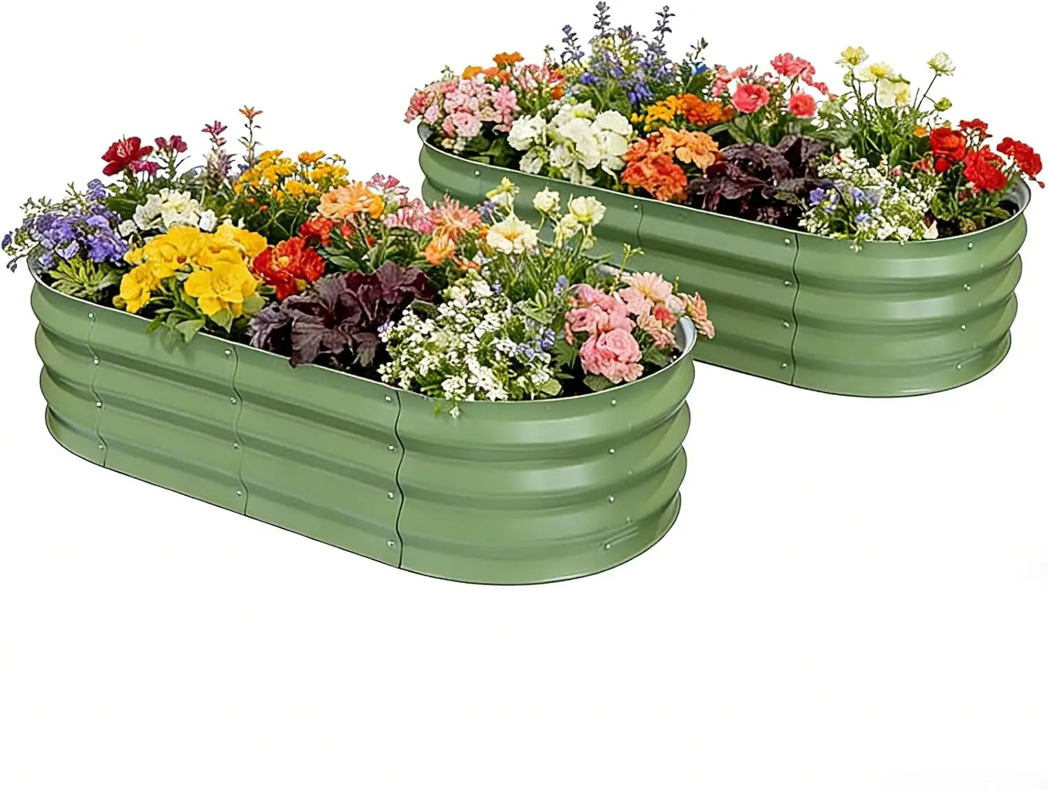 Raised Garden Bed & Planter Box, Galvanized Metal, (Green, 421FT (2-Pack)