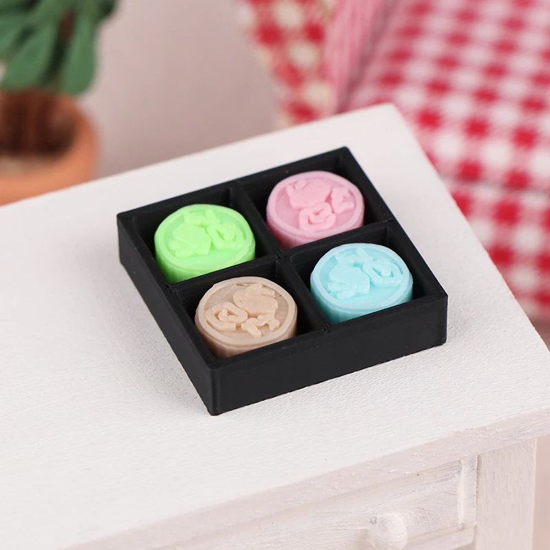 1:12 Dollhouse Desserts Simulation Mid-Autumn Moon Cake Kit With Box Doll Mini Kitchen Food Decoration Pretend Play Toys