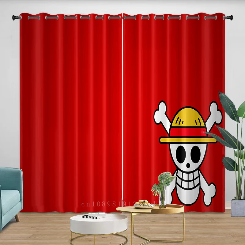 

Curtains One Piece Luffy Anime Blackout Curtains for Window Bedroom Finished Drapes Kids Curtain Home Decor Child Gift