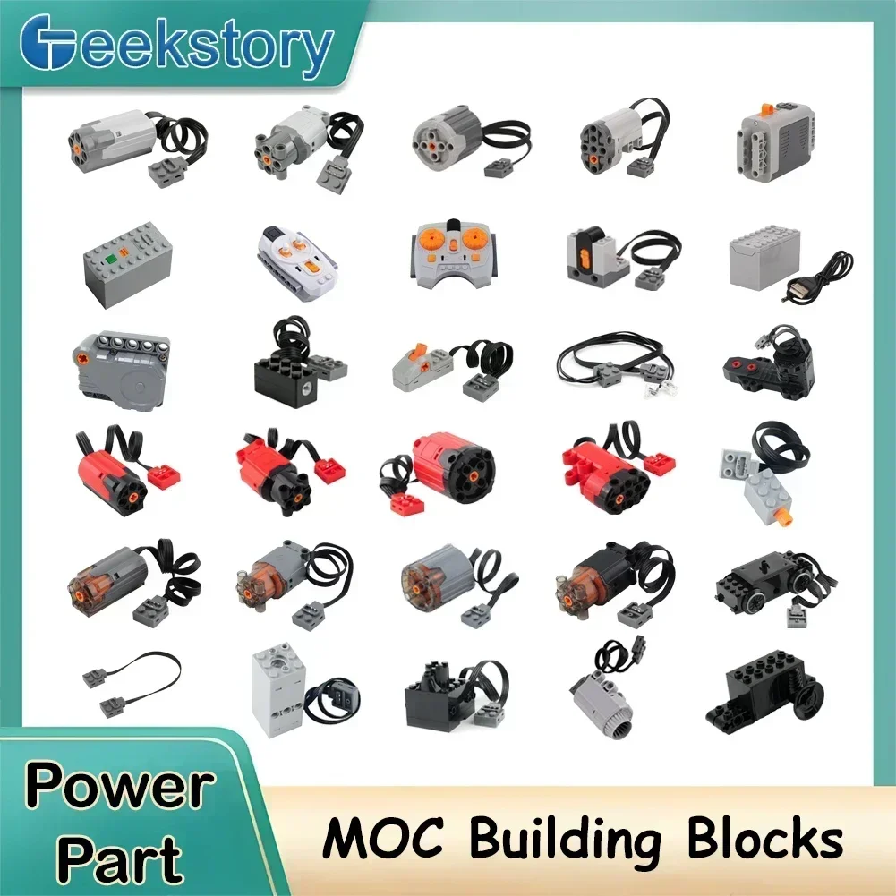 MOC Power Functions Upgrate M L XL Motor Servo Motor Remote Control Battery Box Switch 8293 8883 Building Blocks Technical Parts