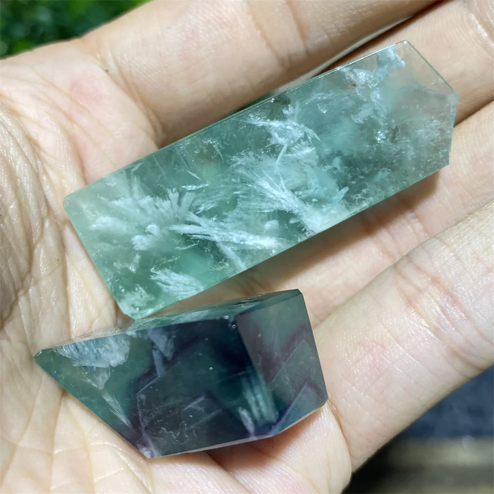 Crystal Natural Feather Fluorite Free Form Stone Minerals Polyhedron Gemstones Minerals Reiki Home Decoration Room