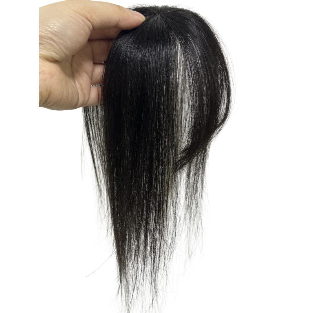 100% شعر بشري صغير الانفجارات للنساء 360 غطاء الجبين الأصلع مع الانفجارات Wispy قاعدة الحرير 1 كليب في وصلات الشعر الانفجارات وهمية