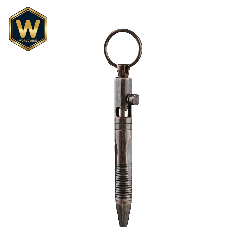 

Portable Mini Brass Detachable Keychain Pendant Travel Pocket Ballpoint Pen Signature Gift