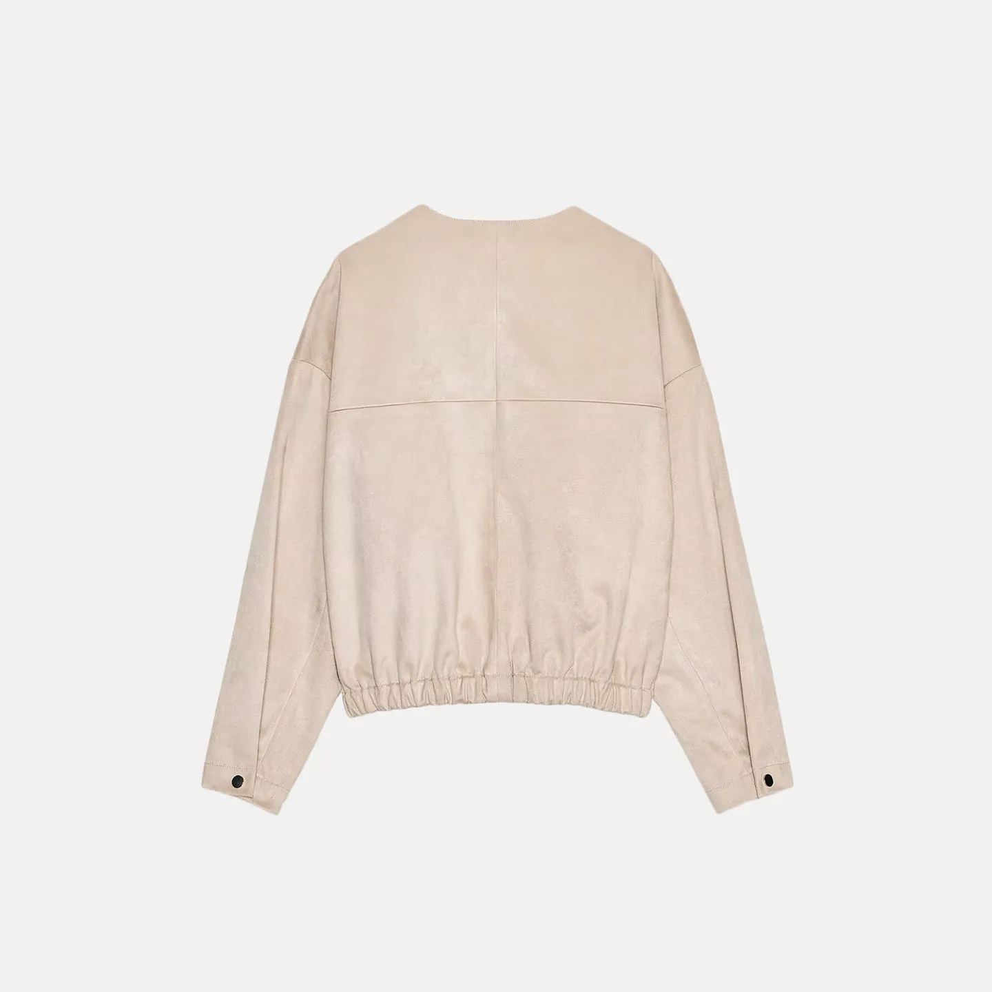 여성 캐주얼 스타일 스탠다드 핏 자켓 가을 2025 안티퍼 가죽 효과 코트 긴 소매 라운드 넥 지퍼 클로저