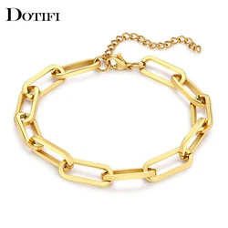 Stainless Steel Bracelets Fashion Paperclip Link Chain Light Luxury Gold Color Charm Bracelet For Women Jewelry Party Fine Gifts