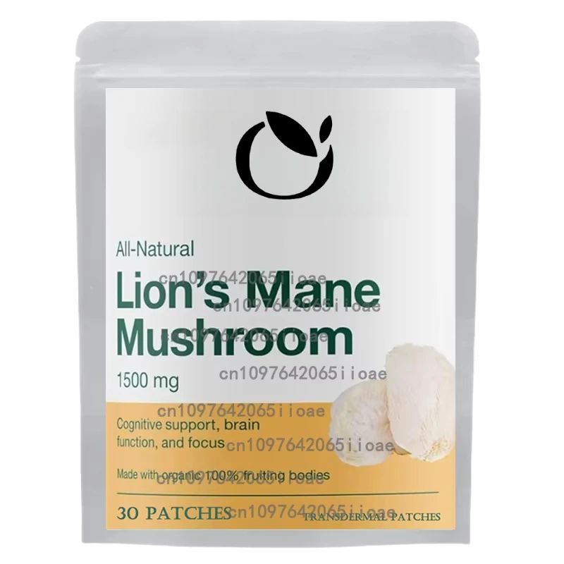 

30 пластырей Lions Mane Mushroom Transdermal Patches Rich in Alpha Glucan для памяти, Focus с поддержкой иммунитета