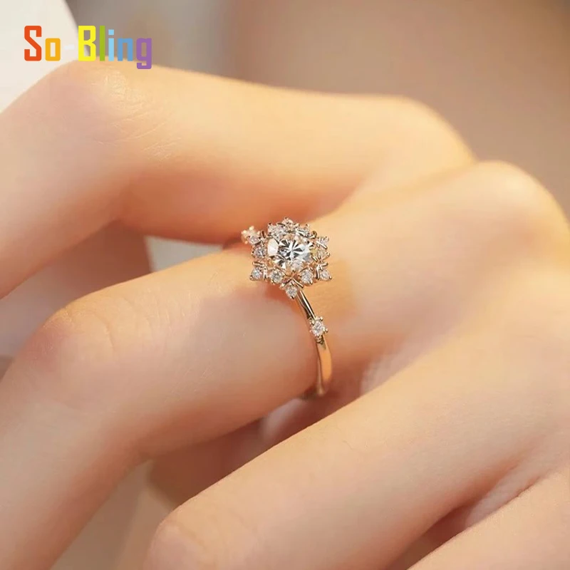 So-Bling 5 مللي متر مويسانيتي خاتم تتفتح زهرة مع شهادة Gra 925 فضة خواتم الزفاف الخطوبة للنساء مجوهرات #3