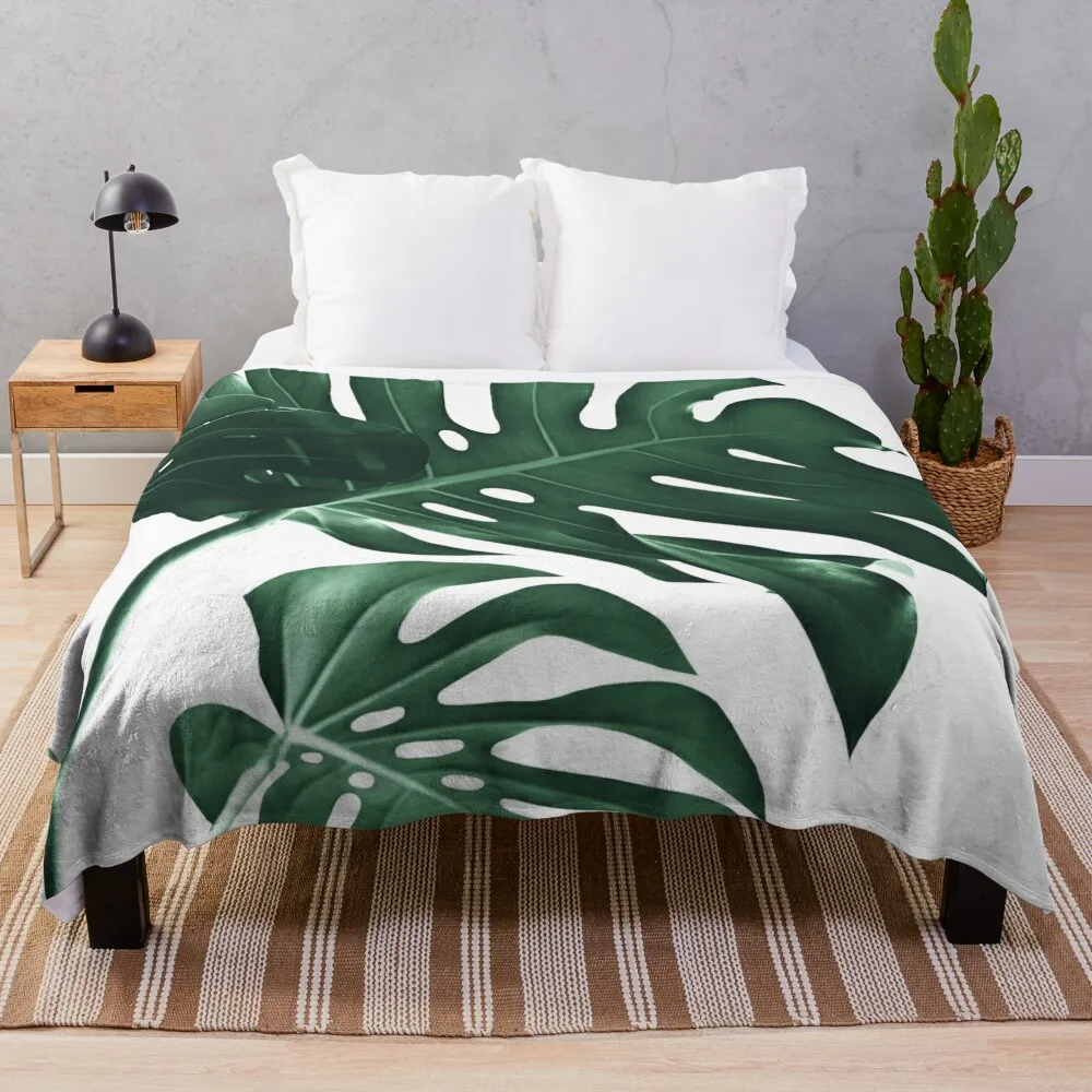 Tropical Monstera Finesse #1 #minimal #decor #art Throw Blanket Travel blankets ands Multi-Purpose Blankets