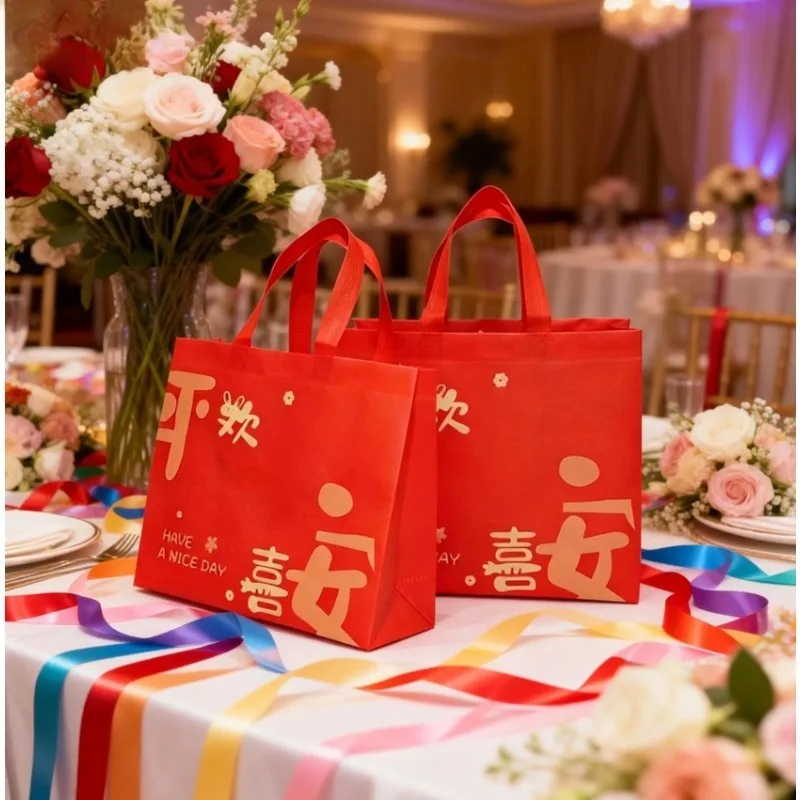 2026 Friedens-Geschenktasche Festliche Geschenktasche Hochzeits-Vliestasche Frühlingsfest-Einkaufstasche Neujahrs-Rote Segens-Tasche