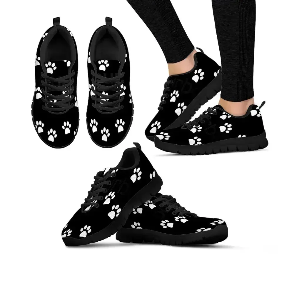 

2022 Cute White Paw Print Women Sneakers Breath Pet Dog Footprint Pattern Ladies Shoes Spring/Autumn Casual Flats Shoes