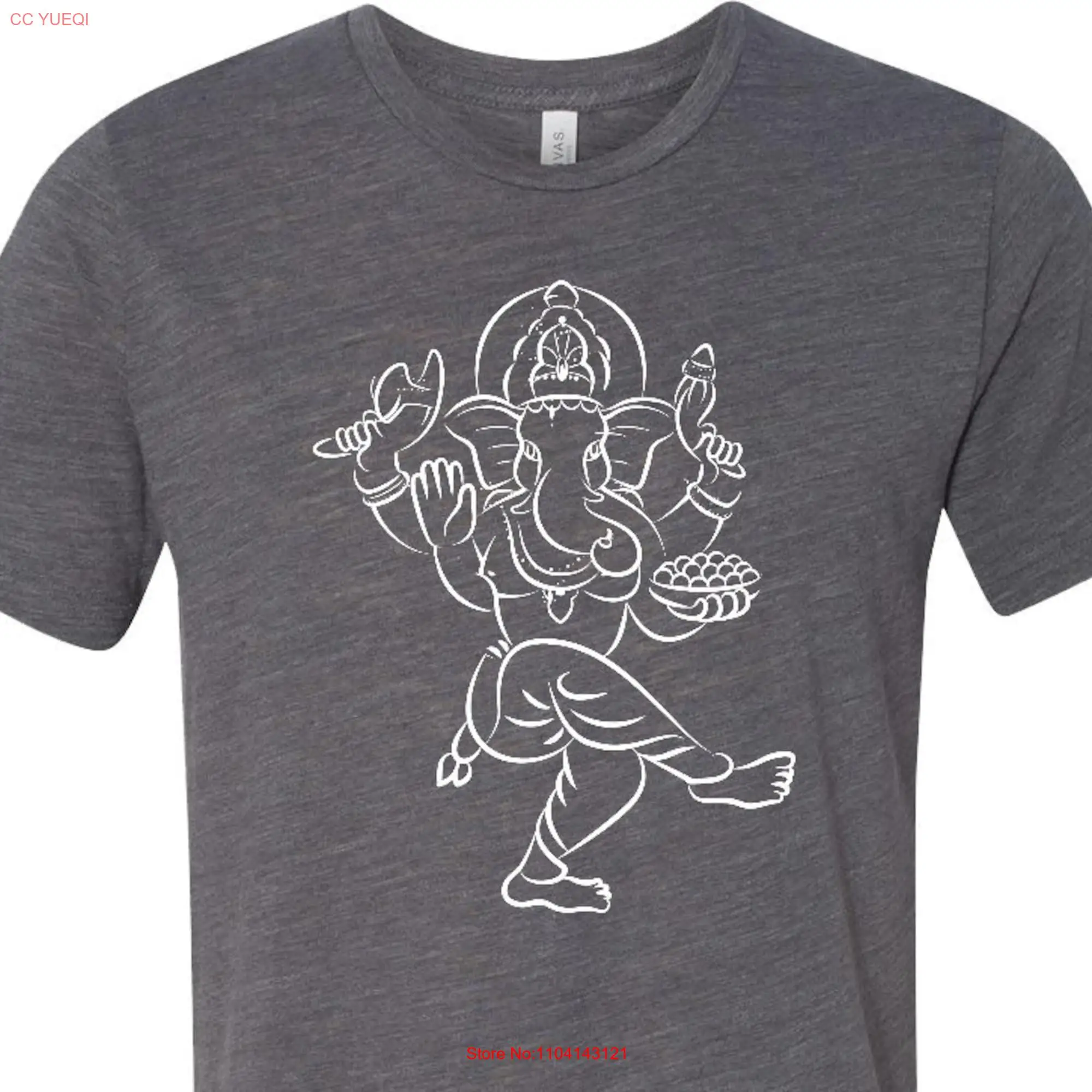 White Sketch Ganesha Men's Yoga Burnout T Shirt WSKETCH 3650 long or short sleeves