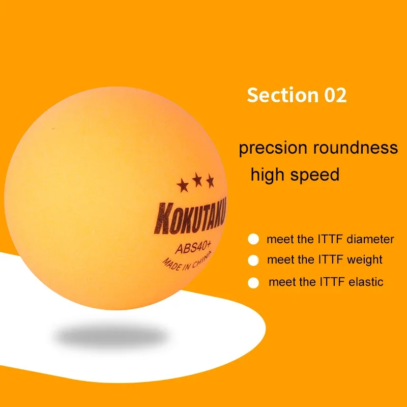 20/50/100 Stück KOKUTAKU 3 Sterne Tischtennisbälle Professionelles ABS Neues Material 40+ Ping-Pong-Ball mit Naht für Wettbewerb